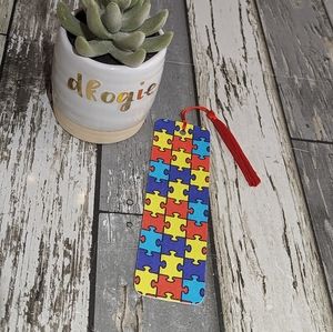 2 For $5 Item: Autism Awareness Faux Leather Bookmark NEW!